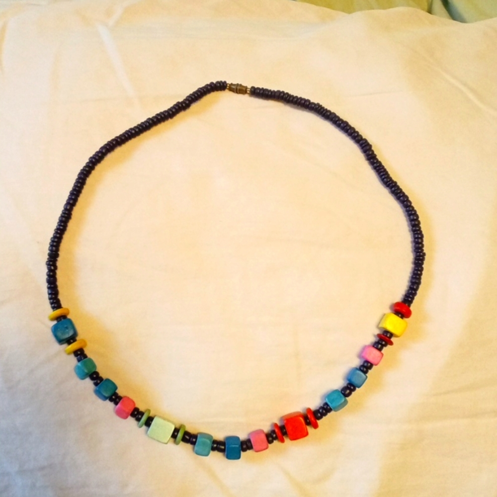 Colorful Wooden Bead Necklace